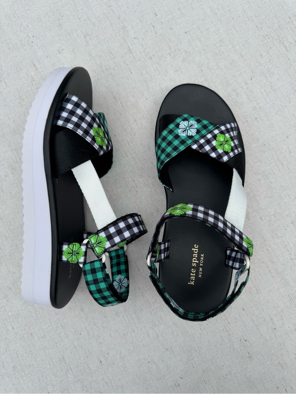 NEW Kate Spade dotty new gingham jacquard sandals